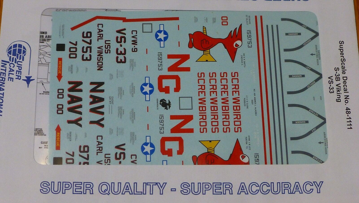 Microscale Decal 1:48 Scale #MS48-1111 / S-3B Viking: VS-33