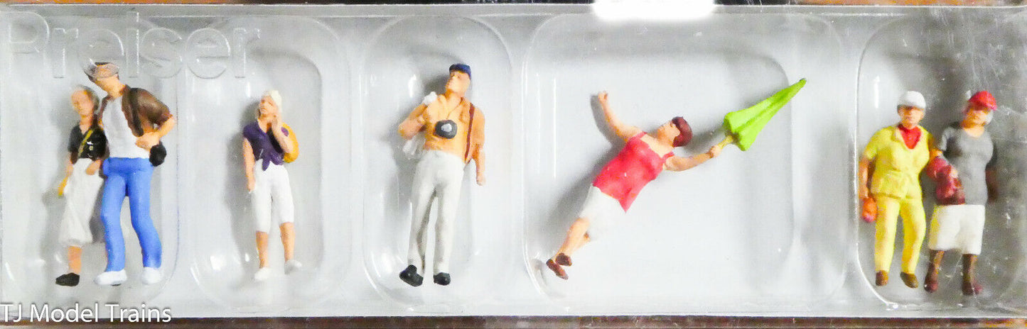 Preiser HO #10455 Spectators -- Guide w/Tourists (Figures) Painted, Plastic