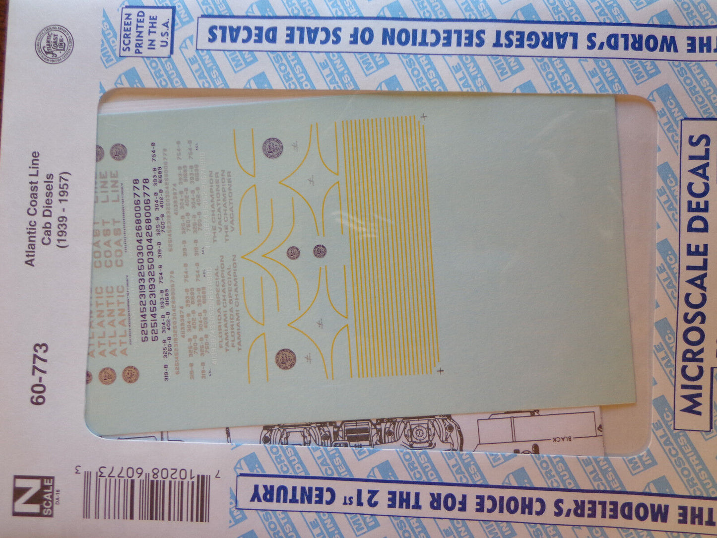 Microscale Decal N #60-773 Atlantic Coast Line Cab Diesels (1939-1957)-Diesel -