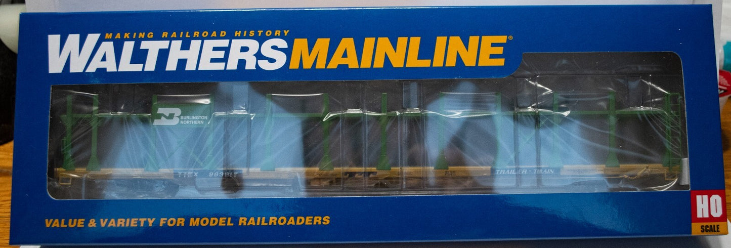 Walthers HO #910-8032 89' Flatcar w/Bi-Level Open Auto Rack - Ready to Run -- Bu
