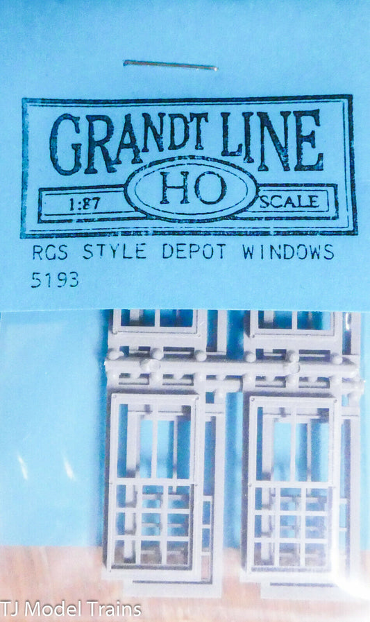 Grandt Line HO #5193 RGS Style Depot Windows (8) Plastic / 1:87th Scale