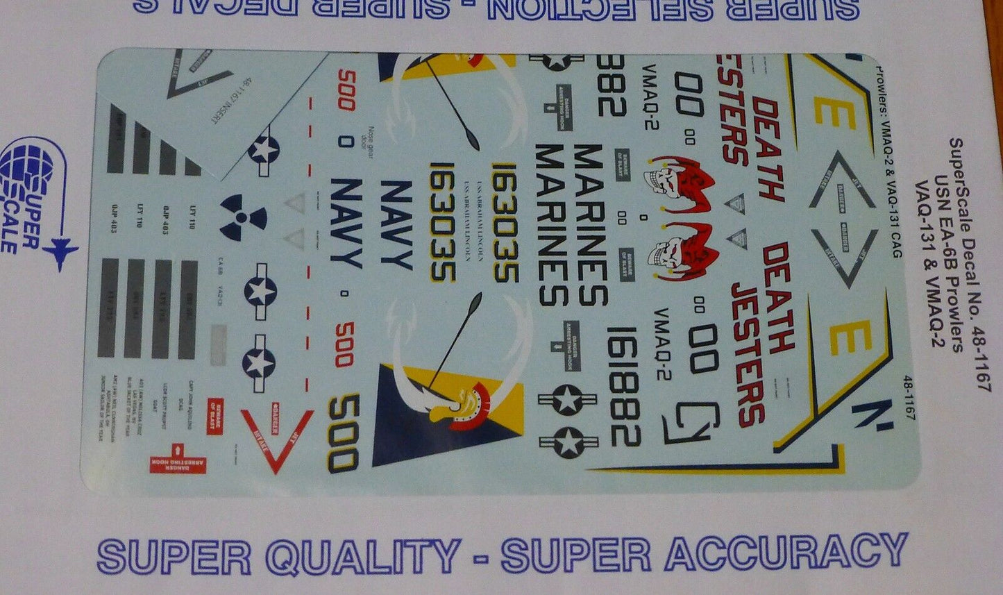 Microscale Decal 1:48 Scale #48-1167 EA-6B Prowlers: VMAQ-2 & VAQ-131 CAG