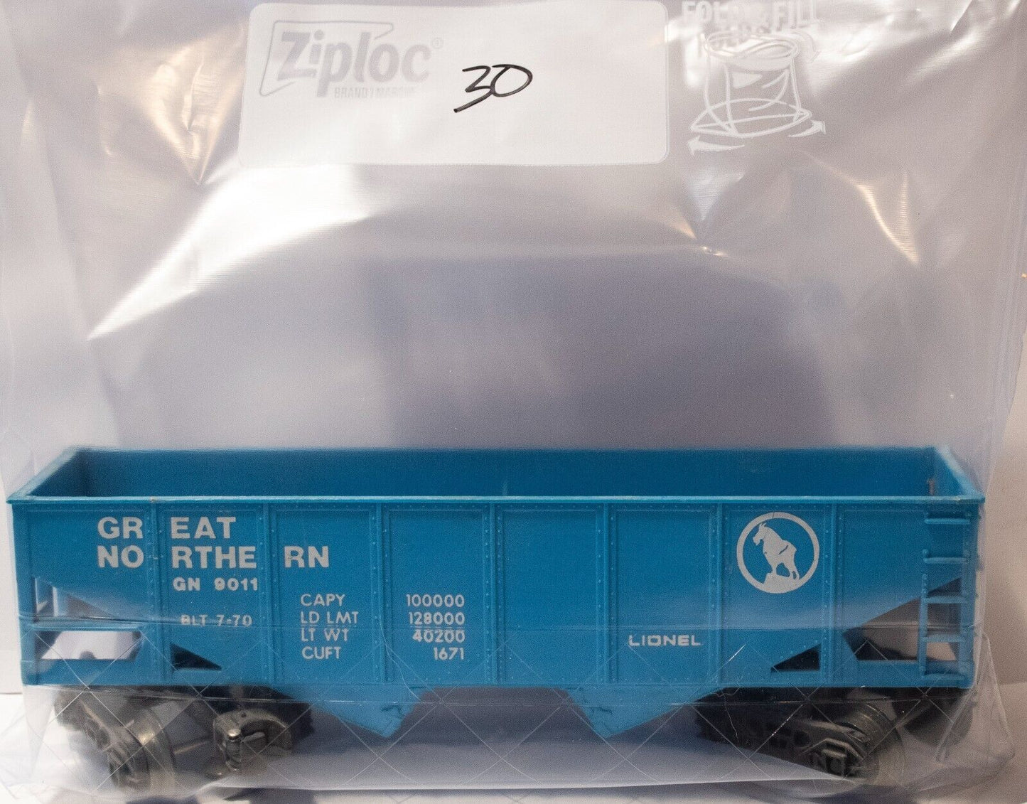 Lionel (#30 No Box) O Scale Great Northern 2 Bay Hopper Car