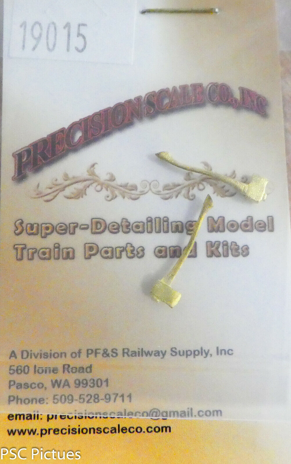 Precision Scale S #19015 Axe (2 in pkg) (S Scale) Brass Castings