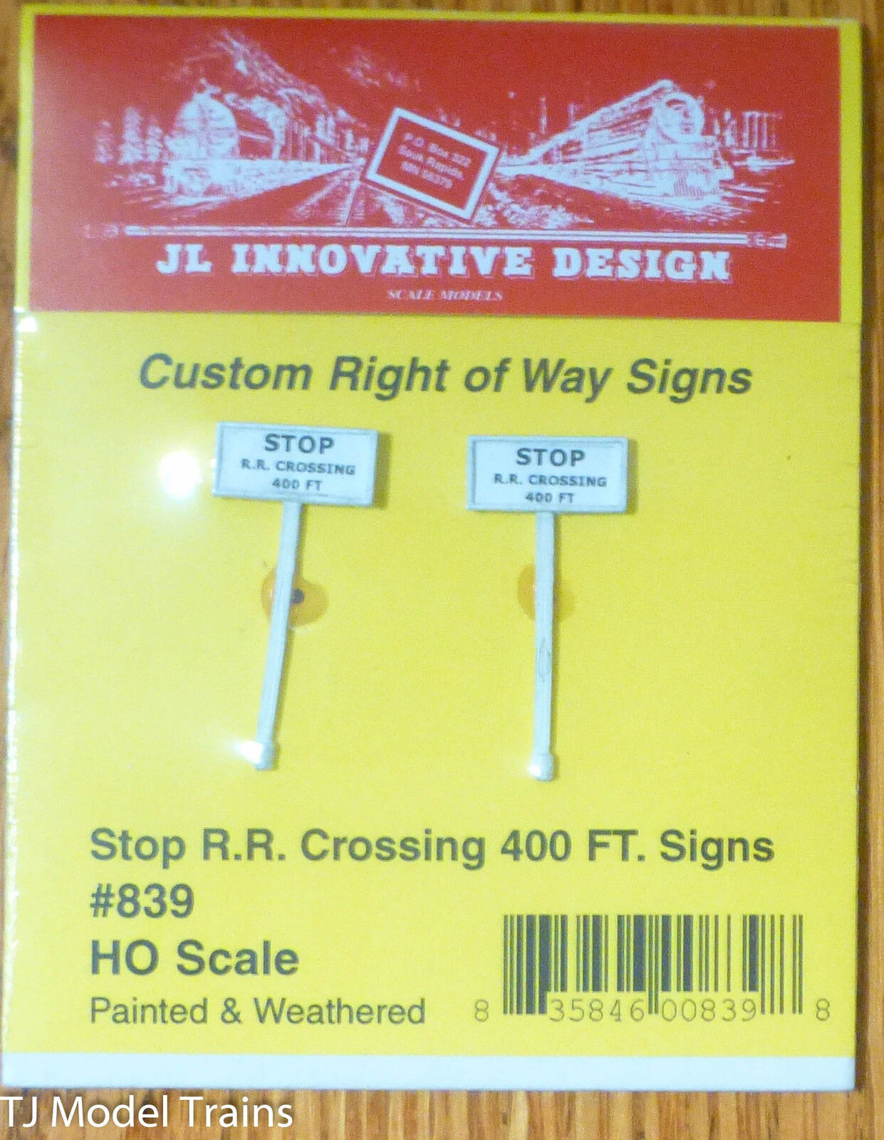 JL Innovative Design #839 Custom Railroad Right-of-Way Signs -- Stop Railroad Cr