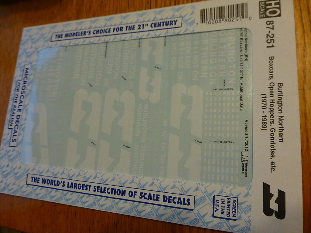 Microscale Decal #87-251 Burlington Northern Boxcars, Open Hoppers, Gondolas,Etc