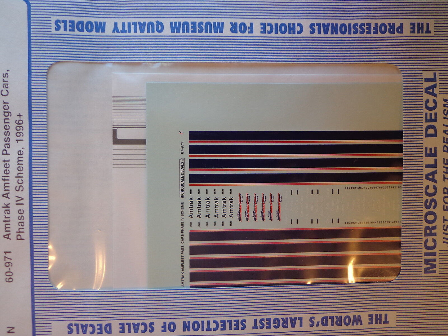 Microscale Decal N #60-971 Amtrak Amfleet and Horizon Passenger Cars (1996+)-Pas
