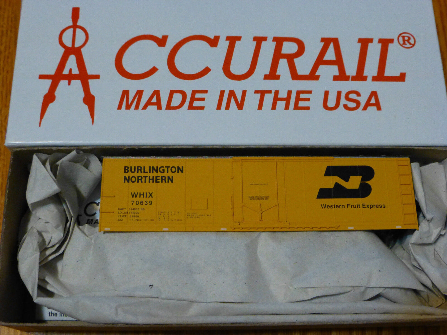 Accurail HO #8508 Burlington Northern/Western Fruit Express Rd #70639
