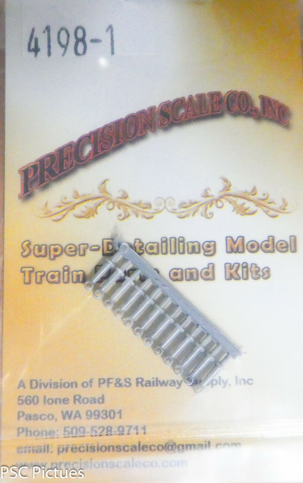 Precision Scale O #4198.1 Stanchion, for: 8" Handrail (Core Size 028th or 7mm)