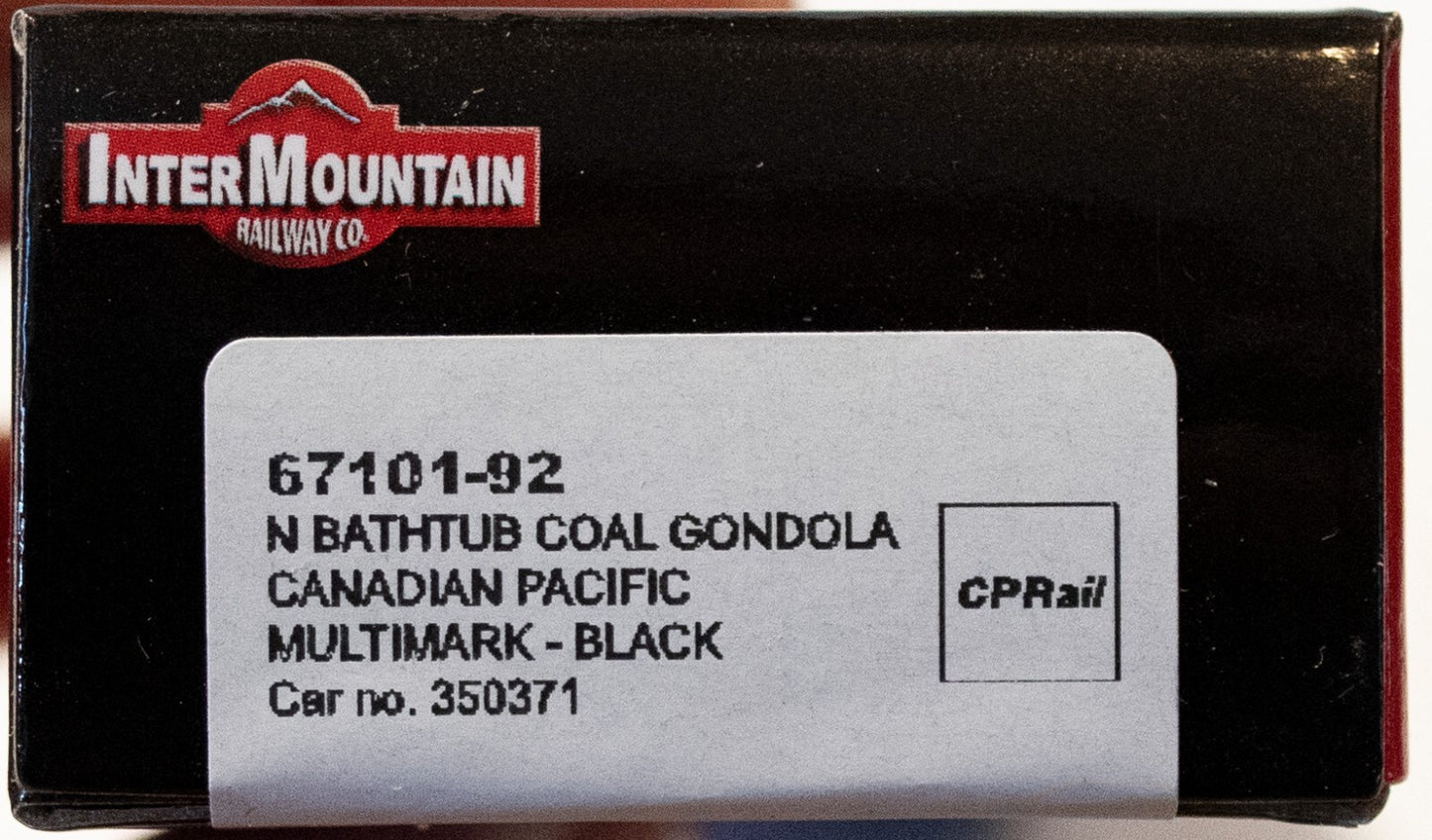 InterMountian N #67101-92 Bathtub Coal Gondola - Ready to Run -- Canadian Pacif