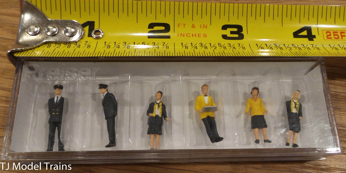 Preiser HO #10375 Railway Personnel -- Wearing Black & Yellow Uniforms pkg(6)