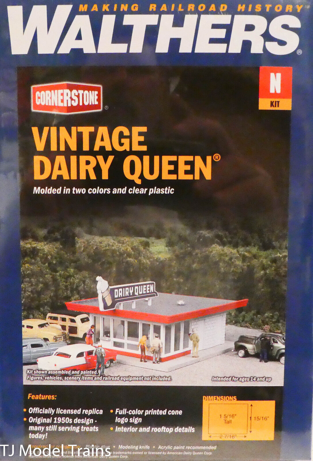 Walthers N #933-3845 Vintage Dairy Queen (Plastic Building kit) N Scale