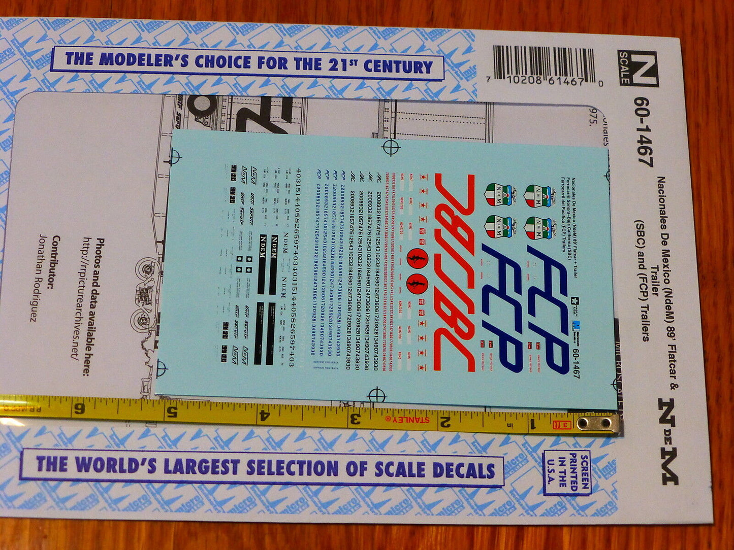 Microscale Decal N #60-1467 Nacionales De Mexico (NdeM) 89' Flatcar & Trailer