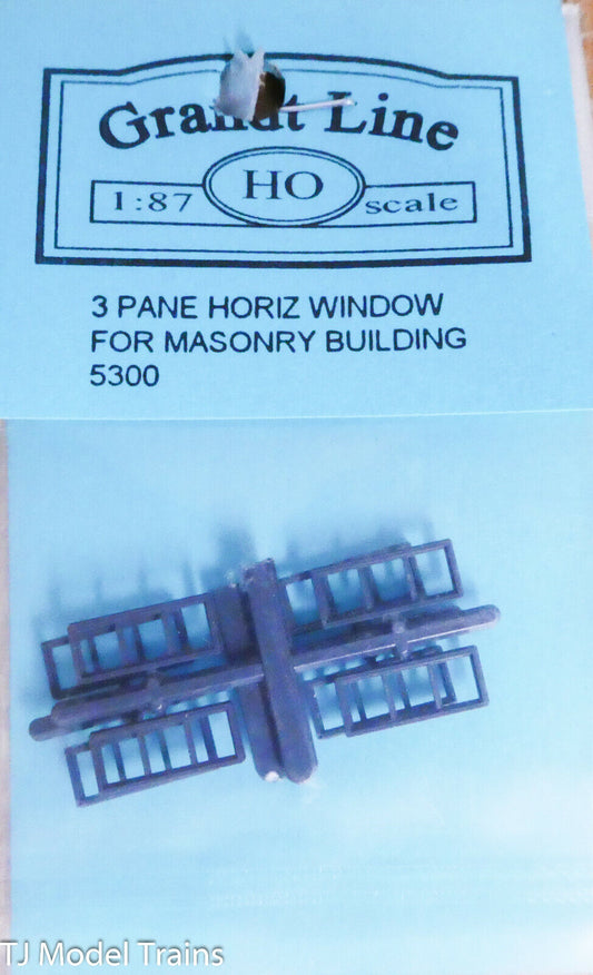 Grandt Line HO #5300 Horizontal Window 3-Pane (8 Plastic Parts)