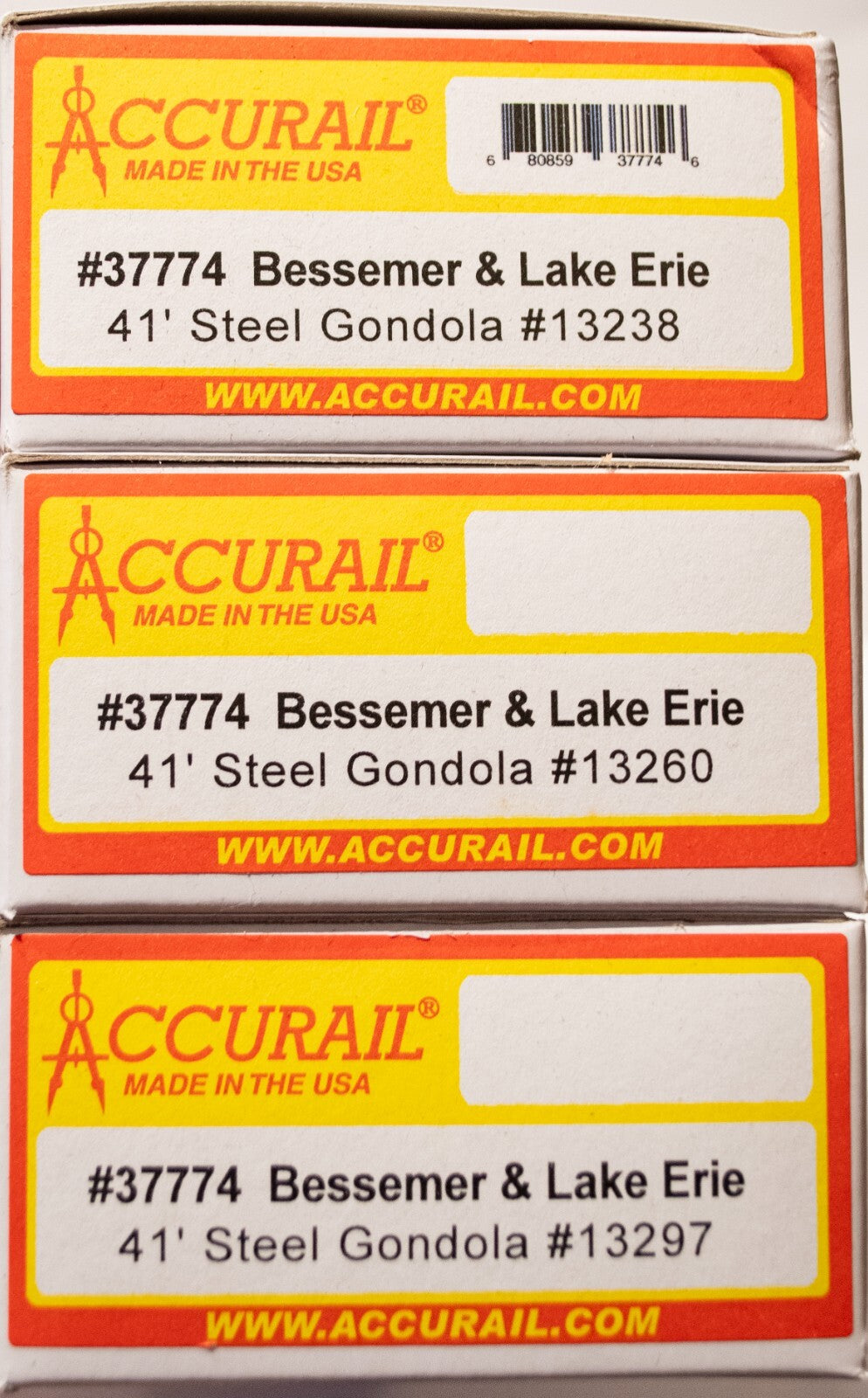 Accurail HO #37774 (3Pck) AAR 41' Steel Gondola 3-Pack - Kit -- Bessemer & Lake