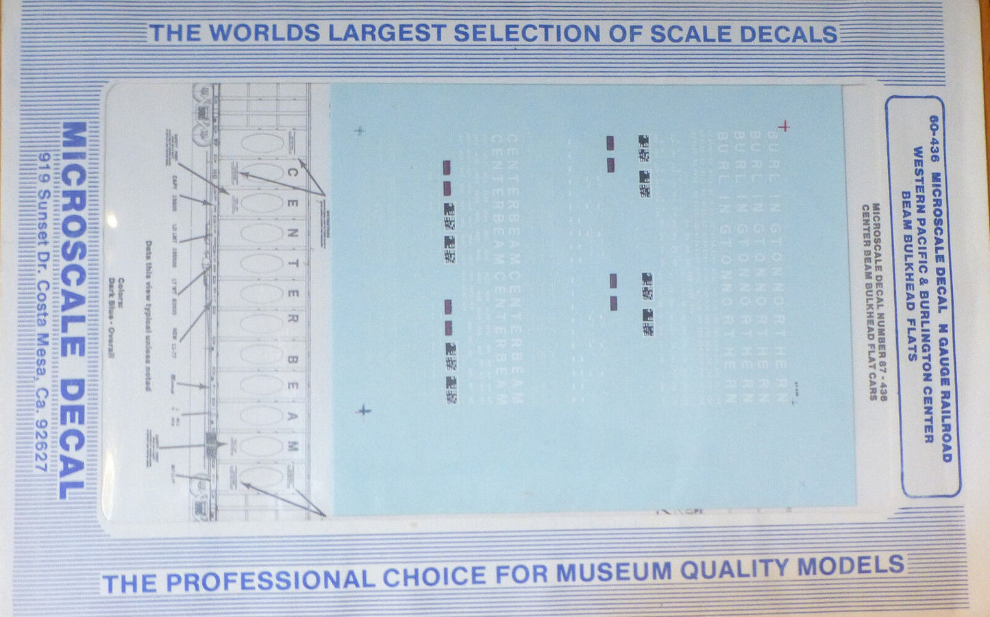 Microscale Decal N #60-436 WP Bulkhead Centerbeam Flat Car Decal Set