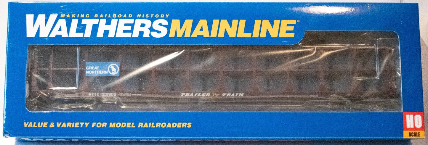 Walthers HO #910-8209 89' Flatcar w/Tri-Level Open Auto Rack - Ready to Run -- G