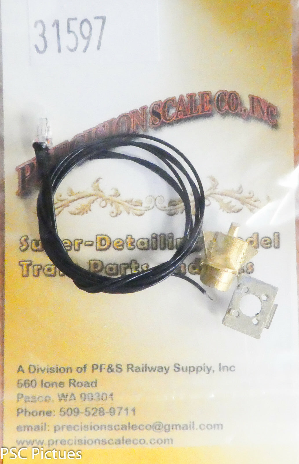 Precision Scale HO #31597 Headlight w/Visor, Bracket (Brass) & Bulb (Kit)