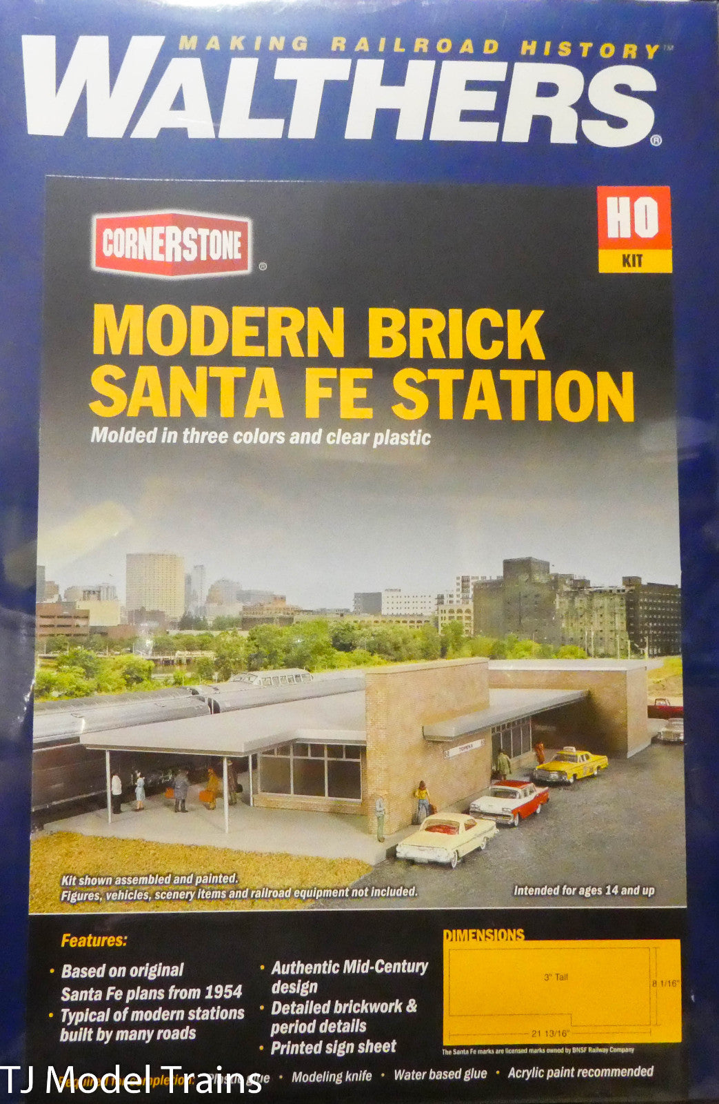 Walthers Cornerstone HO #933-4064 Modern Brick Santa Fe Station -- Plastic Kit