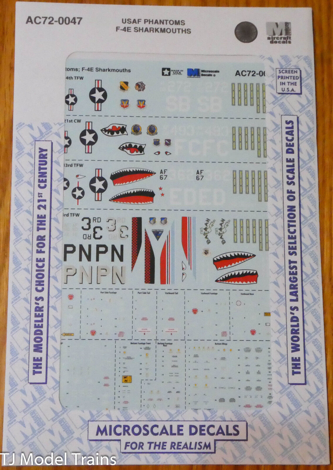 Microscale Decal 1/72 #AC72-0047 USAF Phantoms F-4E Sharkmouths