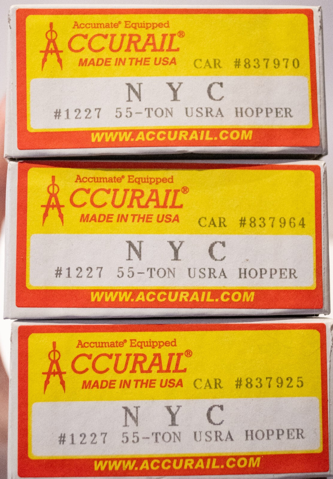 Accurail HO #1227 USRA 2-Bay 55-Ton Open Hopper 3-Pack - Kit -- New York Central