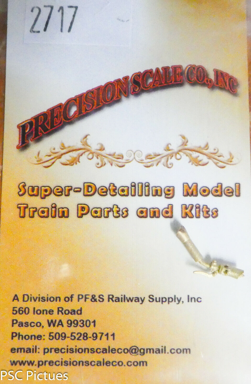 Precision Scale HO #2717 Whistle, 6 Chime, Arm Down (Brass Casting)