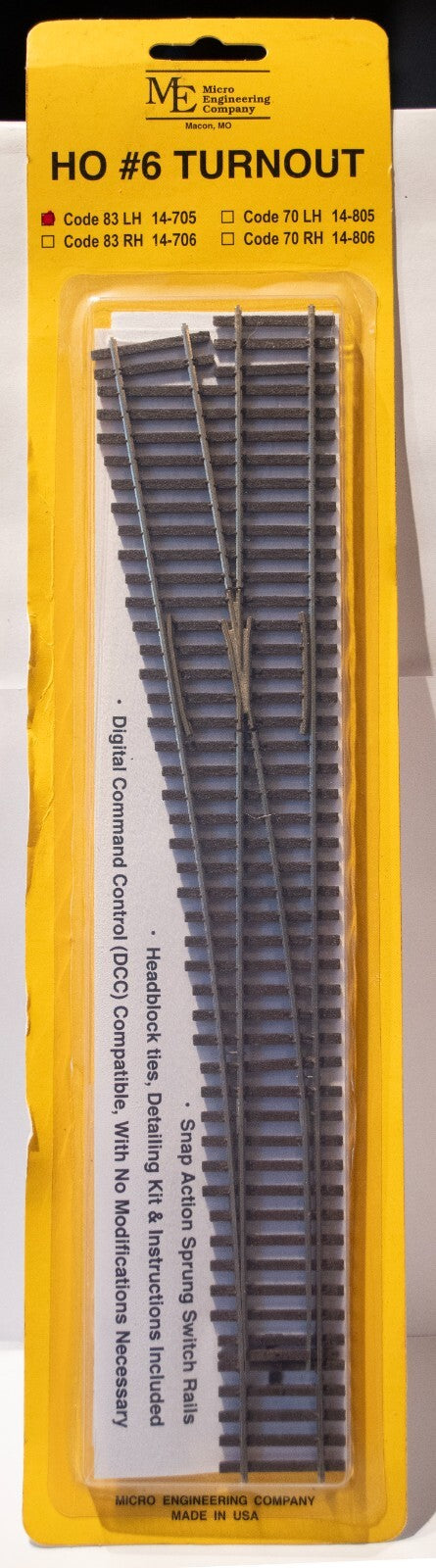 Micro Engineering Company HO #14-705 Code 83 Flex-Track(TM) #6 Turnout -- Left H