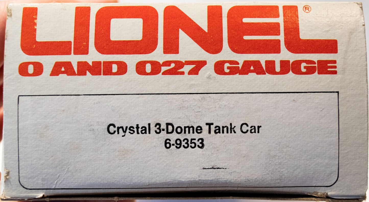 Lionel O Scale (Used) #6-9353 Crystal 3-Dome Tank Car
