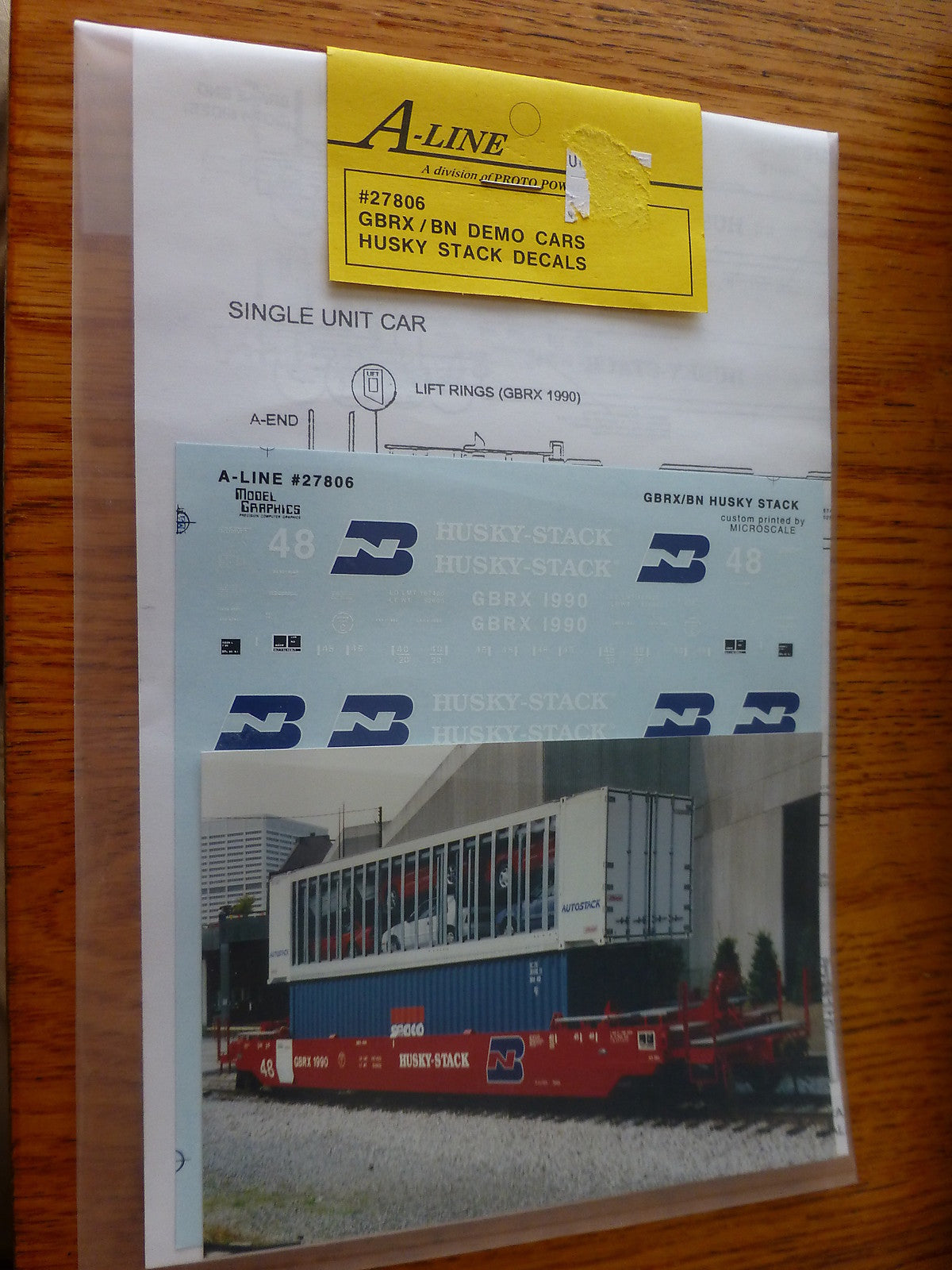 A-Line HO #27806 Husky-Stack Car Decal -Greenbrier Leasing / Burlington Northern