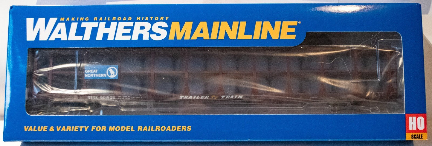 Walthers HO #910-8210 89' Flatcar w/Tri-Level Open Auto Rack - Ready to Run -- G