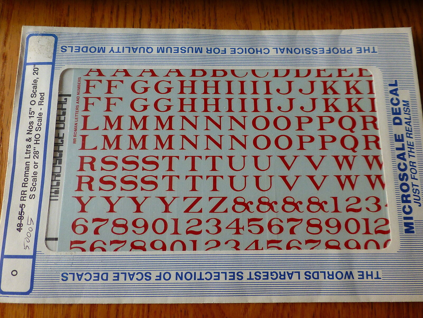 Microscale Decal O #50005 Alphabets - Railroad Roman - Red