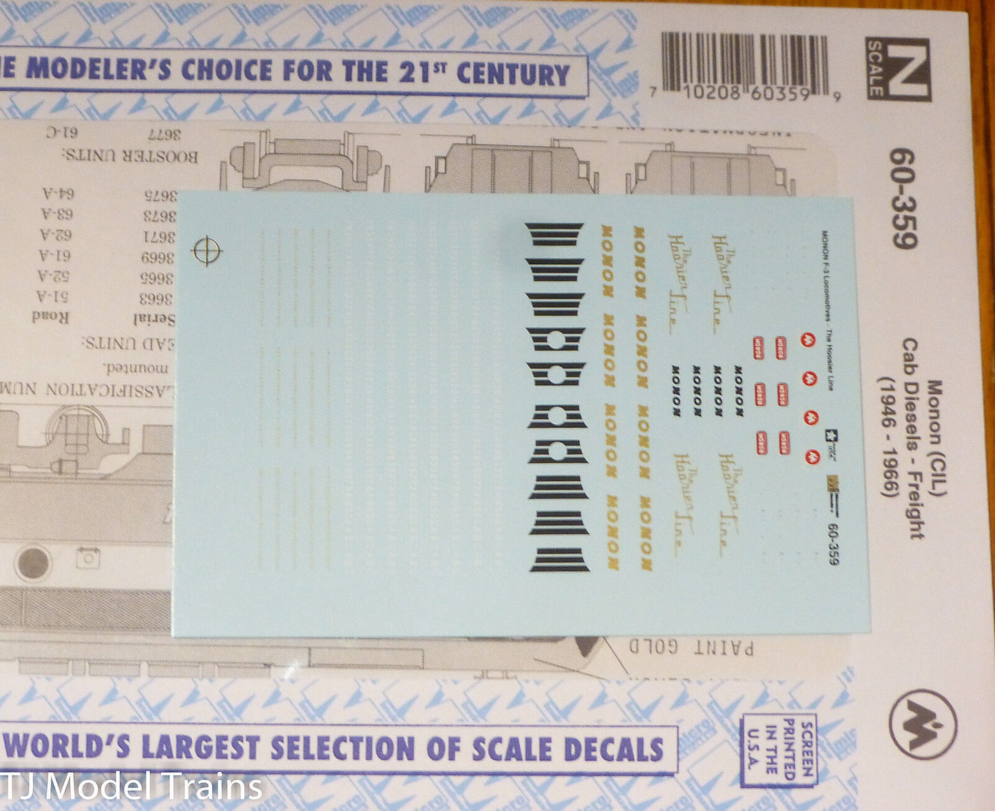 Microscale Decal N #60-359 (CIL) Monon Diesels - Cab - Freight (Decal Sheet)