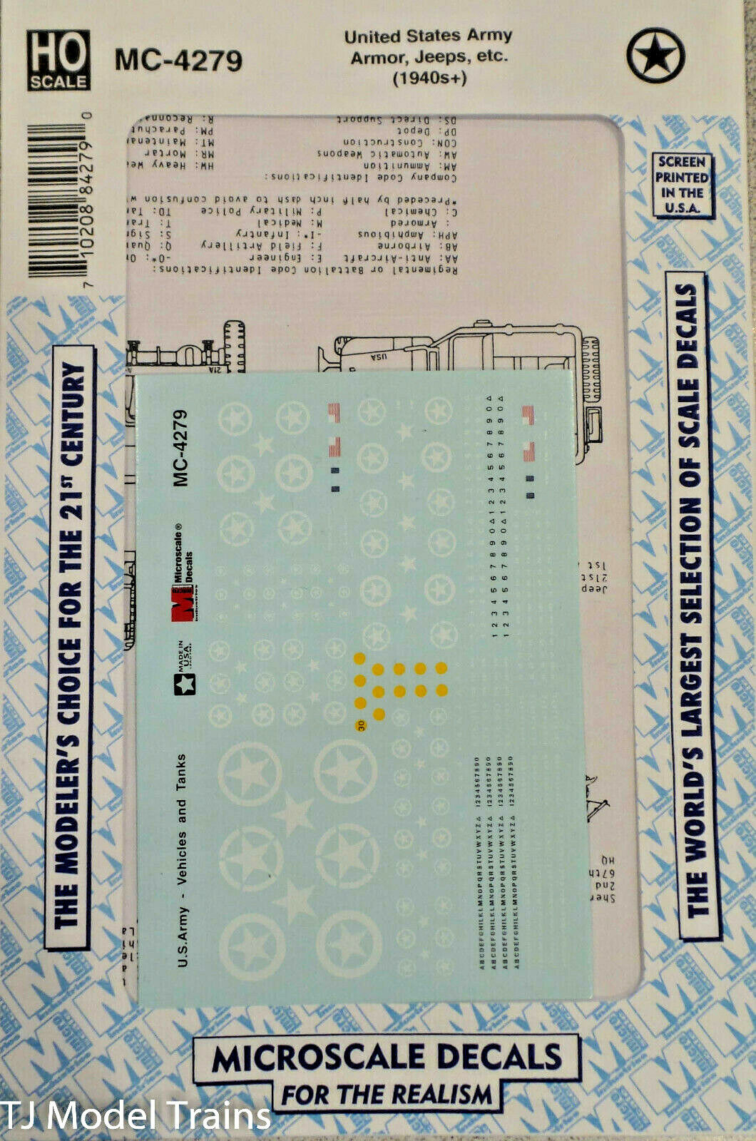 Microscale Decal #MC-4279 United States Army Armor, Jeeps, etc (1940's+)