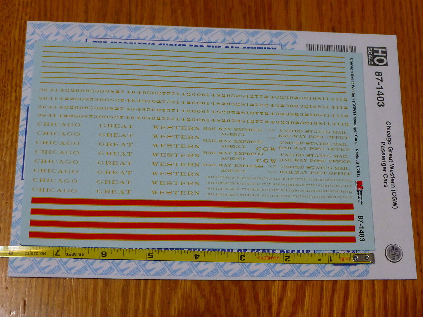 Microscale Decal #87-1403 Chicago Great Western (CGW) Passenger Cars (Decal