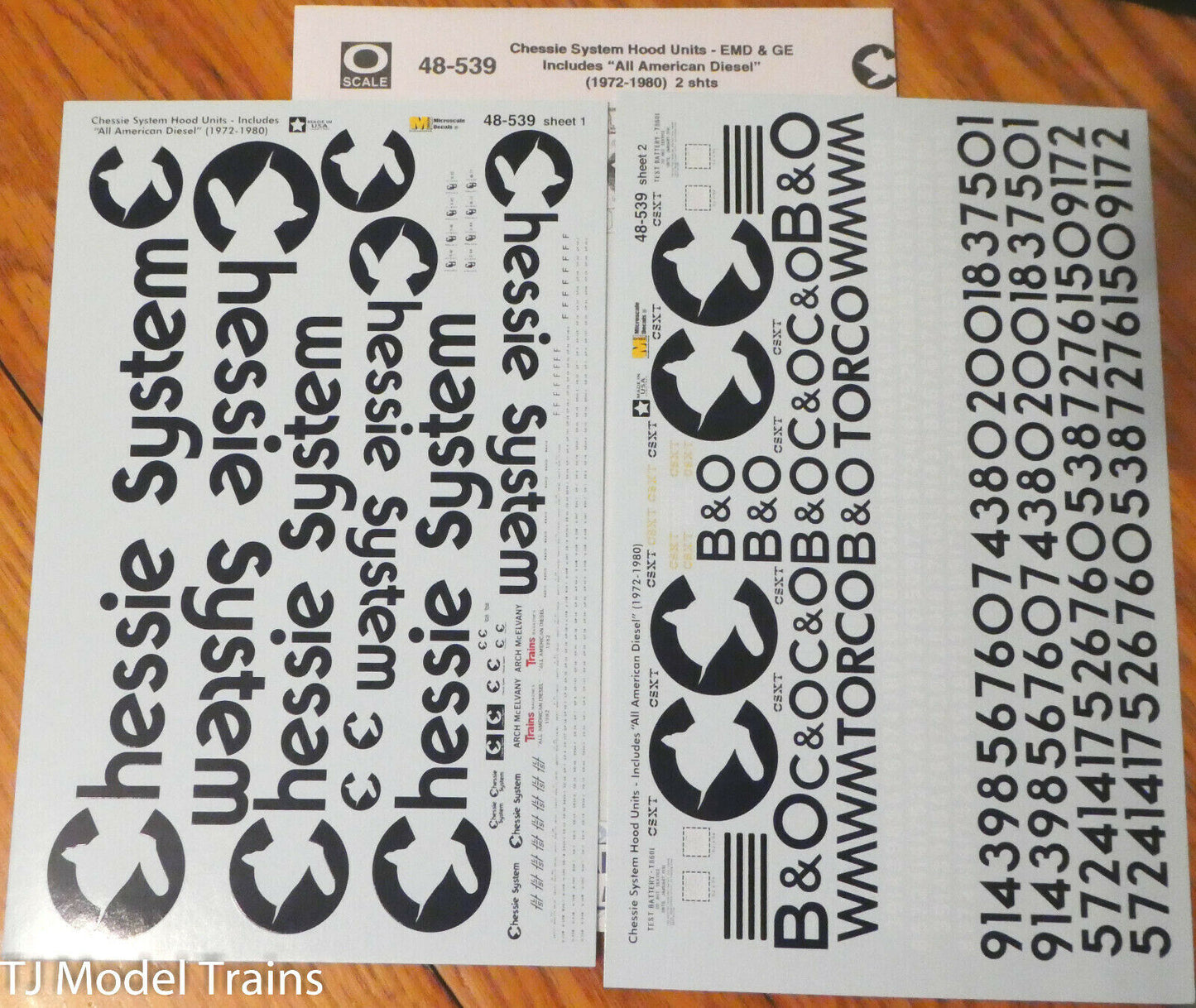 Microscale Decal O #48-539 Chessie System Hood Units- EMD & GE (1972-1980) 2 sht