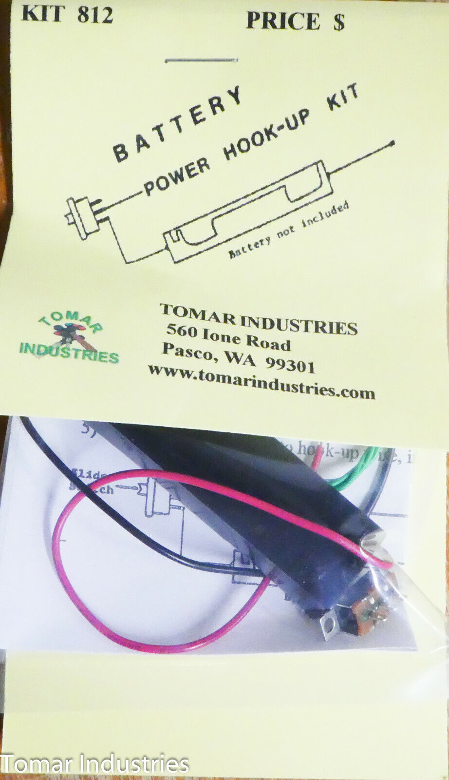 Tomar Industries HO,O,G #812 Battery Power Hook-Up Kit w/Switch
