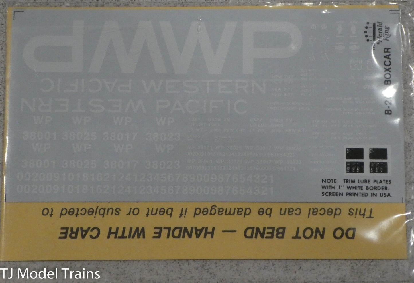 Herald King Decal #B-202 Western Pacific 50' Fre (6-77) White Lettering