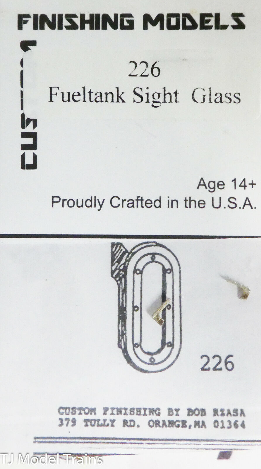 Custom Finishing Models HO #226 Fueltank Sight Glass (White Metal)