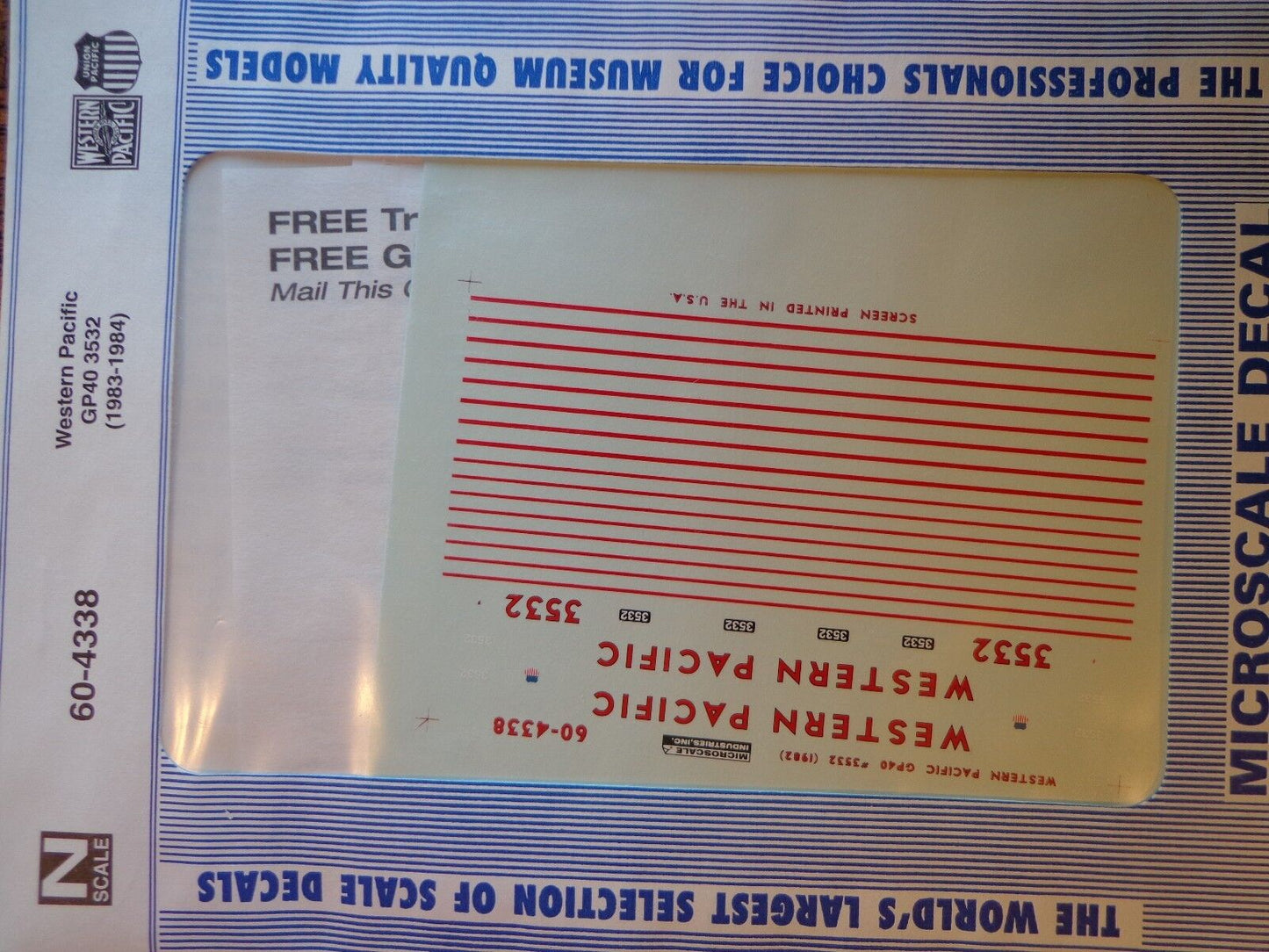 Microscale Decal N #60-4338 WP Diesel - GP40 #3532 - UP Scheme