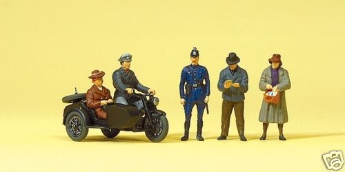 Preiser HO #10565 Passersby w/Motorcycle / 5 People
