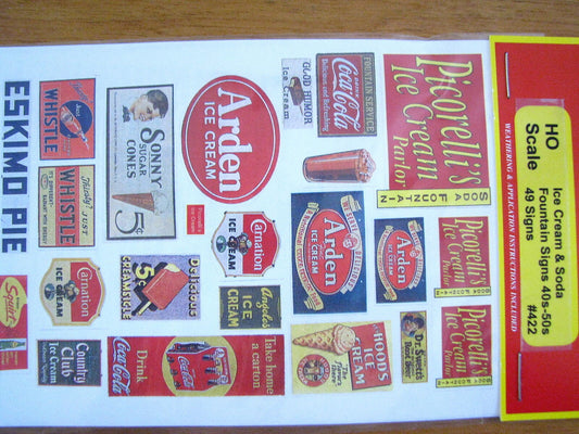 JL Innovative Design HO #422 Ice Cream & Soda Fountain Paper Signs 40s-50s (49)
