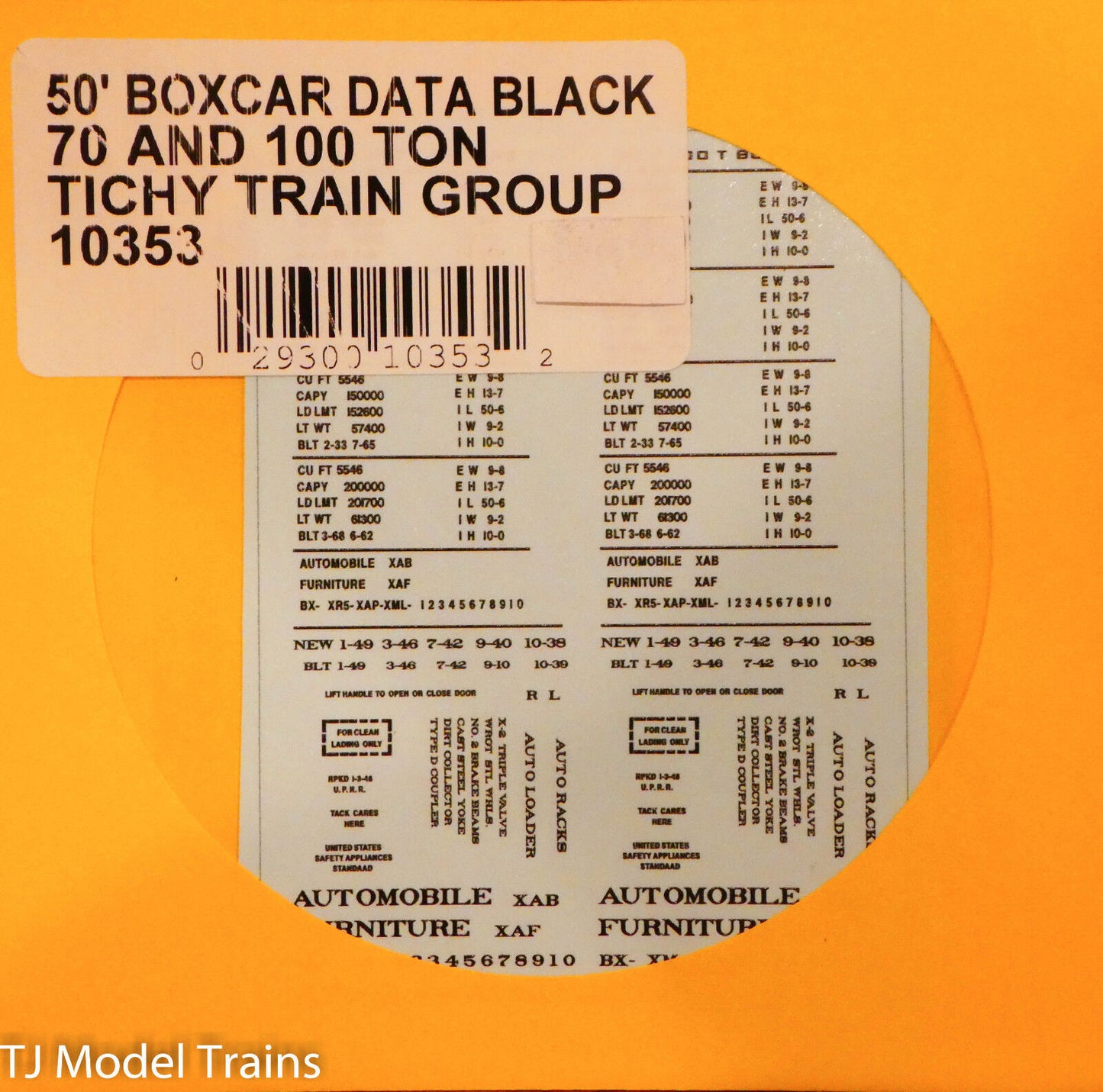 Tichy Train Group HO #10353 (50'Boxcar Data Black) 70 and 100 Ton (Decal)