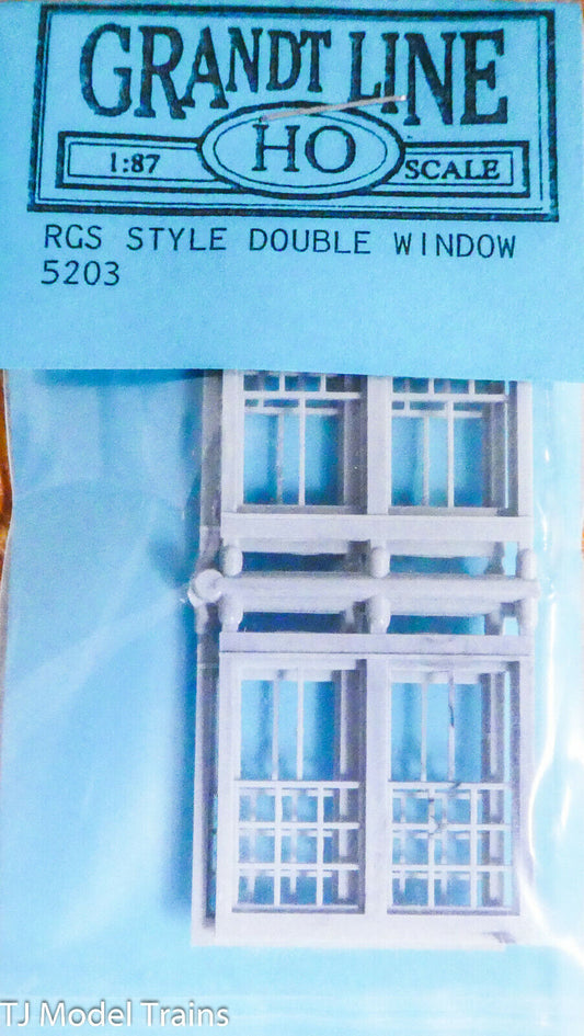 Grandt Line HO #5203 RGS Style Double Window 22P 36x82"(4) Plastic /1:87th Scale