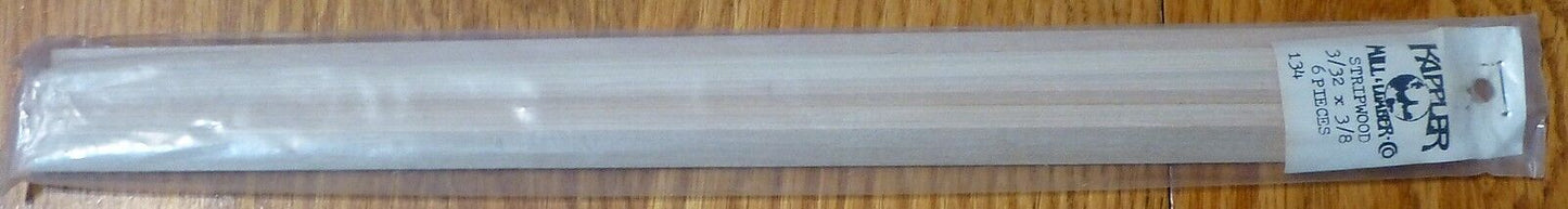 Kappler Mill Lumber Co. #134 (3/32 x 3/8 x 12") Stripwood (6 Pieces in Package)