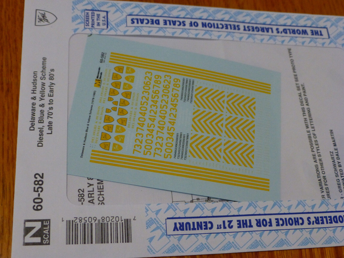 Microscale Decal N #60-582 D&H Diesel Hoods - Blue & Yellow Scheme