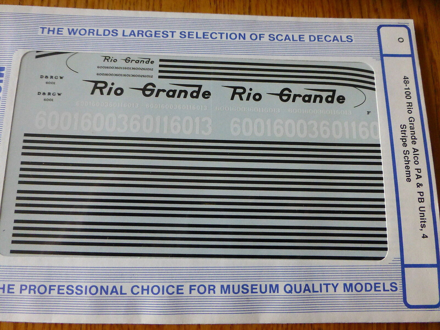 Microscale Decal O #48-100 Denver & Rio Grande Western (DRGW) -- Alco PA or PB D