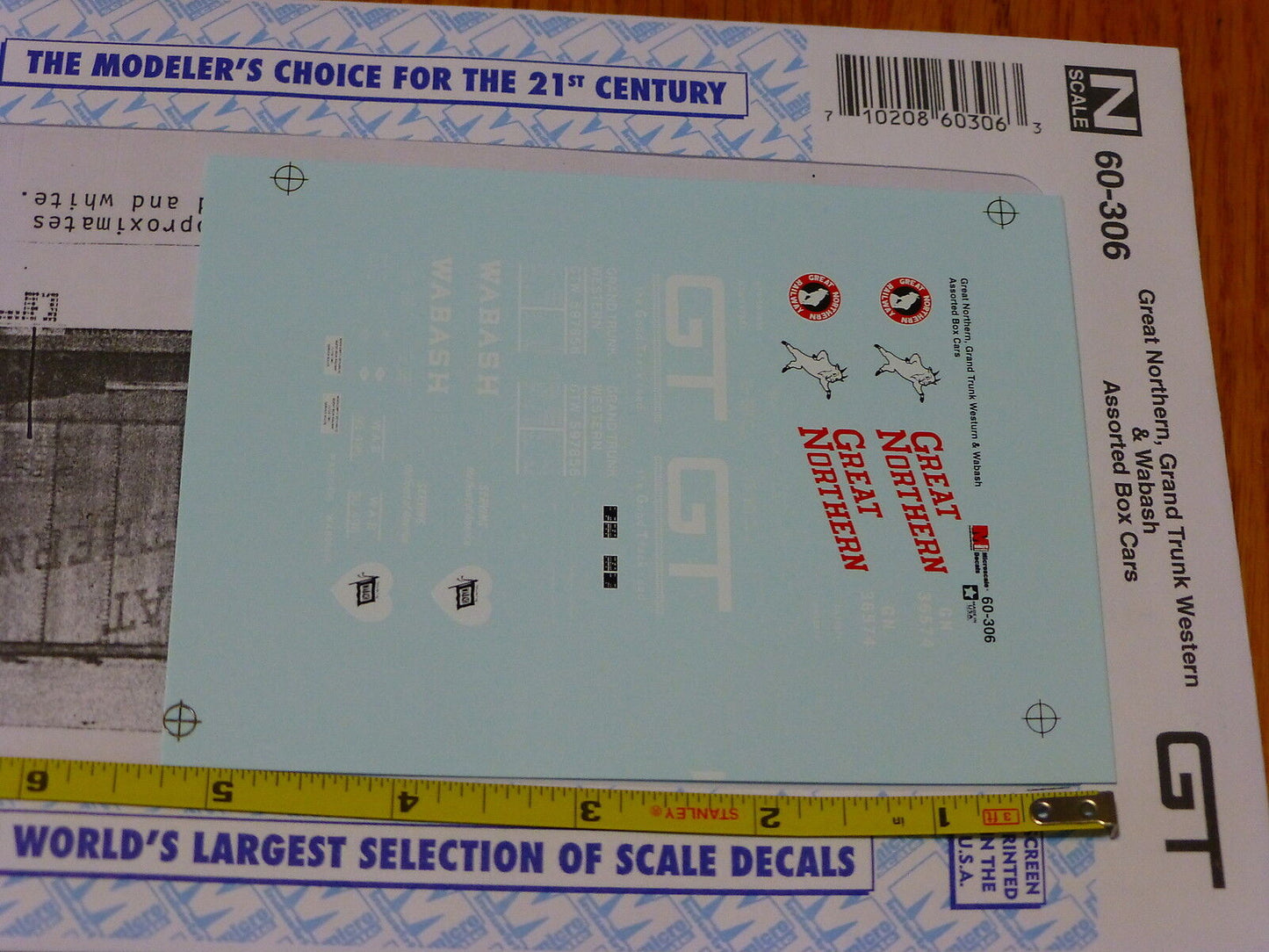 Microscale Decal N #60-306 Great Northern, Grand Truck Western & Wabash Asst.Box
