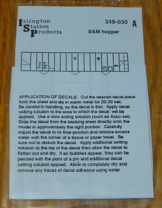 Islington Station Products HO #348-030A B&M Hopper (Decal)