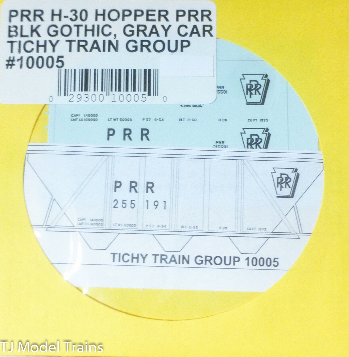Tichy Train Group #10005 Decal for: Pennsylvania Railroad Class H-30 Hopper Gray