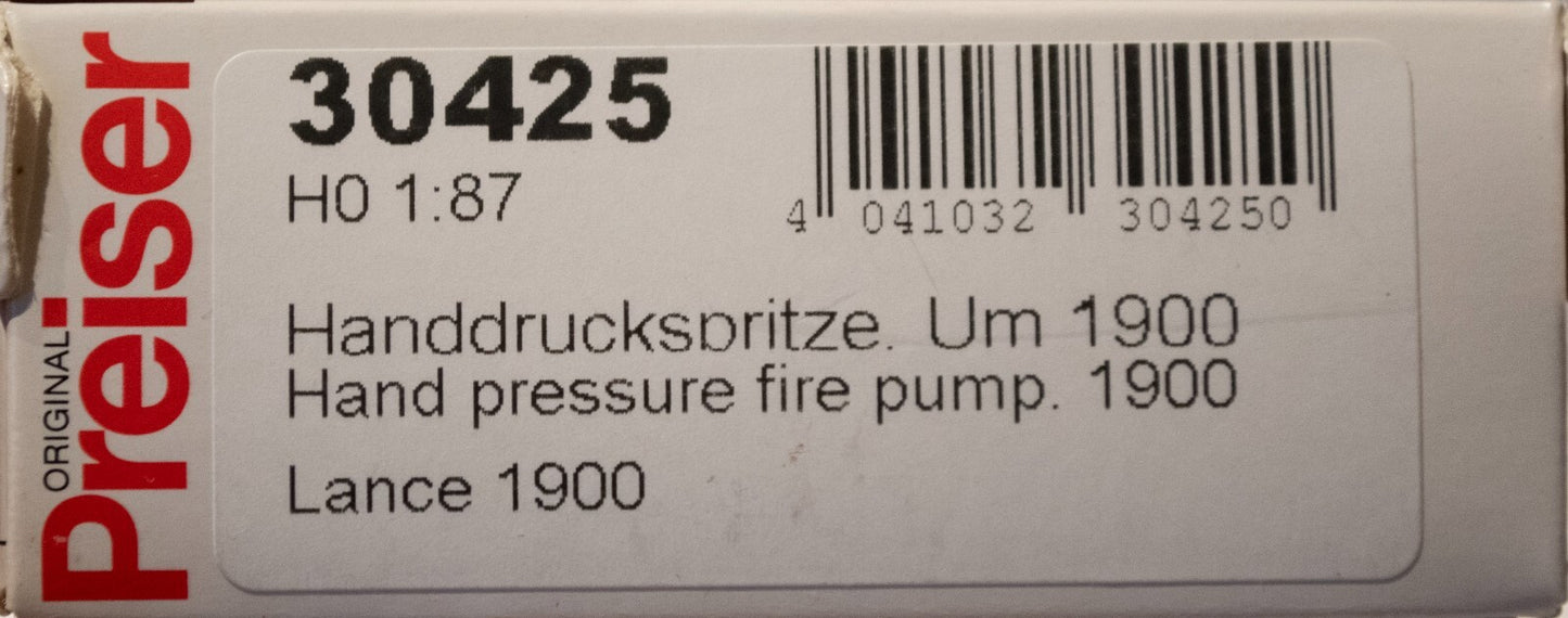 Preiser #30425 Emergency - Horse-Drawn Fire Equipment -- Hand Pumper